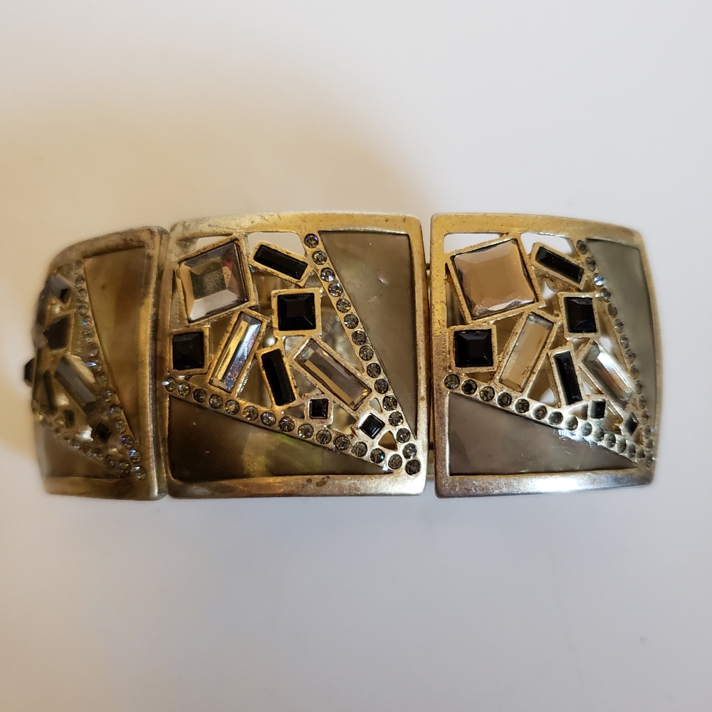 Lia Sophia Chunk Stretch Gold and Stone 3/4" High - Picture 2 of 7